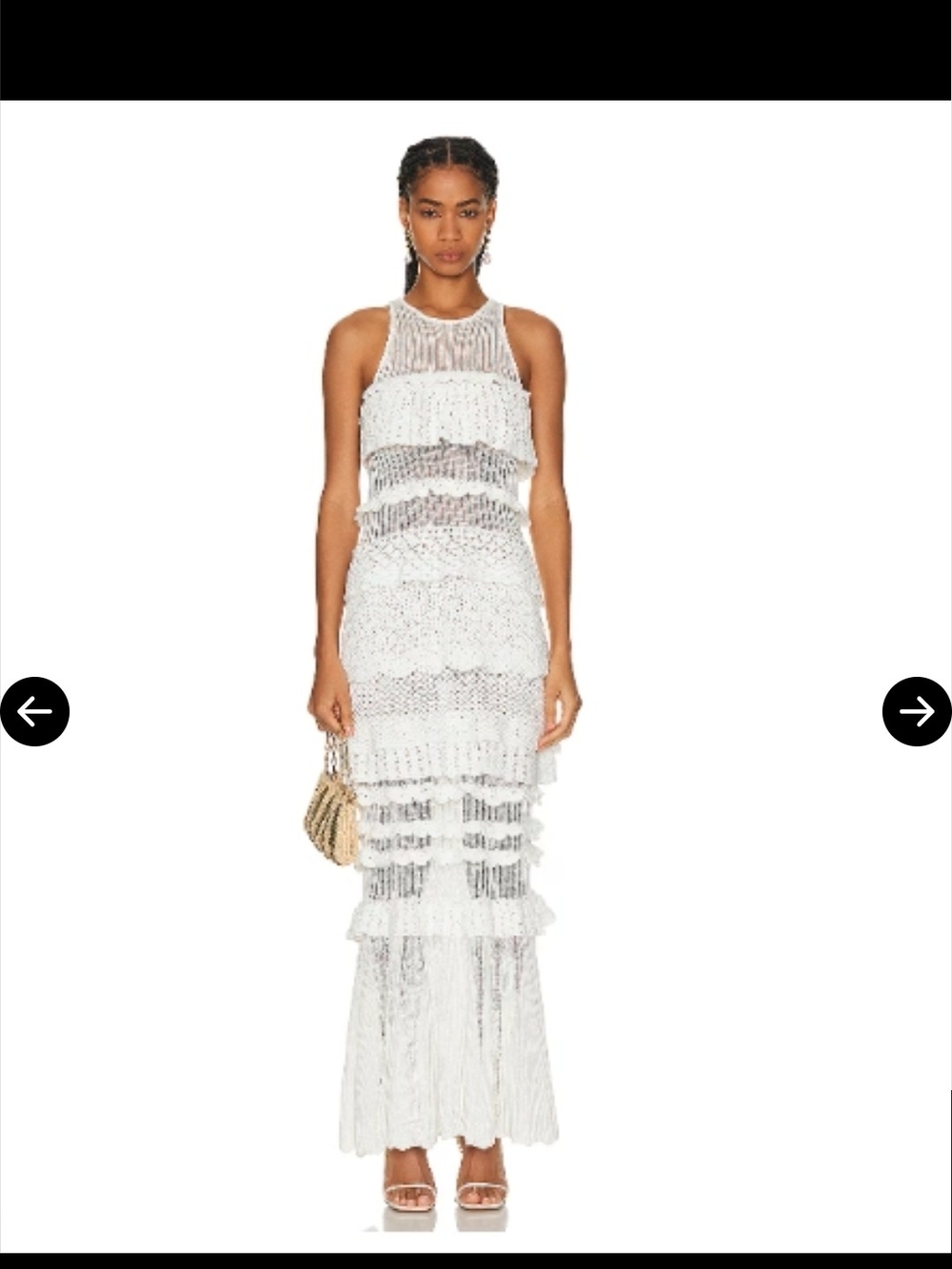 STAUD White Tiered Lace Halter Maxi Dress